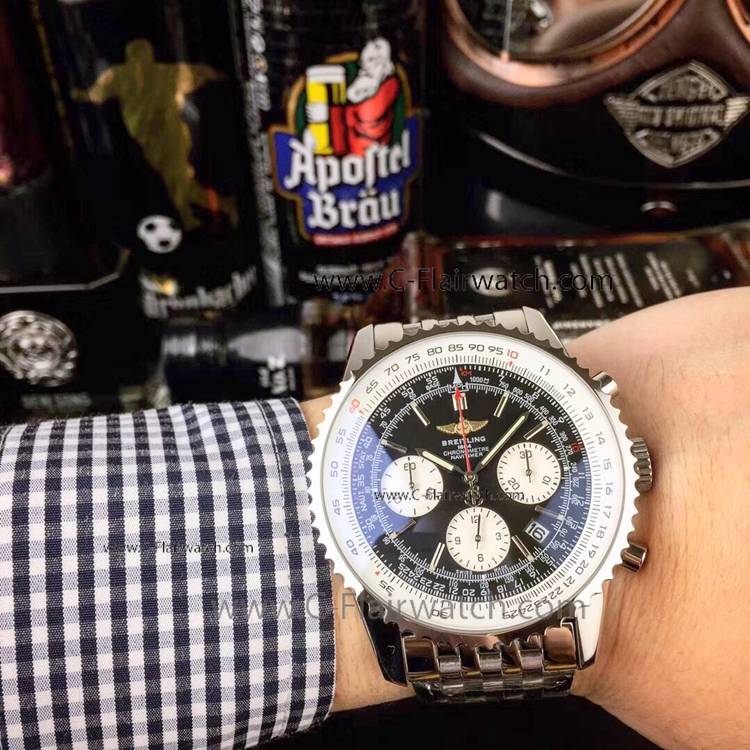 Copy Breitling Navitimer 01 Watch Black Dial w-White Subdial